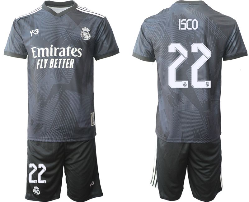Men 2022-2023 Club Real Madrid Cuarta Camiseta Y3 de black #22 Soccer Jersey->real madrid jersey->Soccer Club Jersey